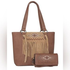 Brown West Aztec Collection Concealed Carry Tote With Wallet.